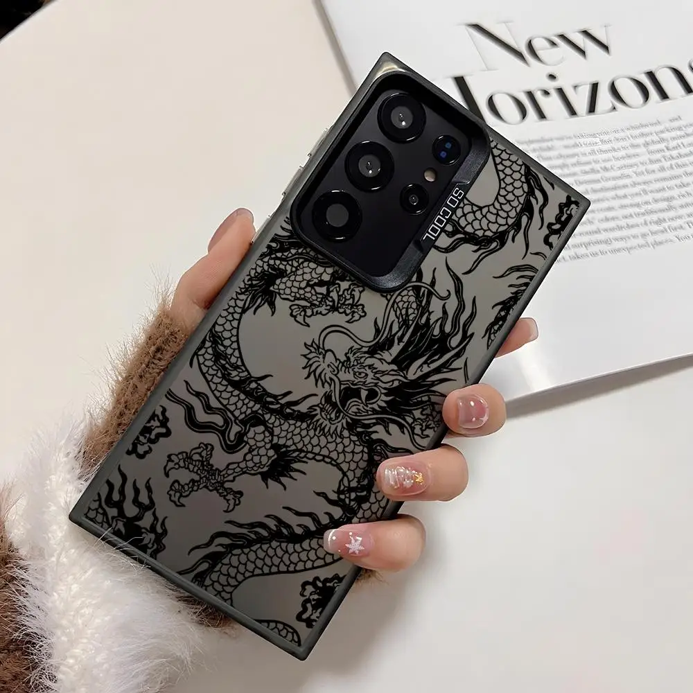 الاتجاه الموضة التنين الصيني قضية الهاتف لسامسونج غالاكسي S25 حافة S24 S23 S22 S21 S20 الترا فوندا سيليكون الفضة جراب هاتف #2