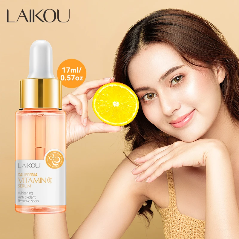 LAIKOU Vitamin C Serum 17ml Fade Spots Whitening VC Essence Brightening Facial Serum