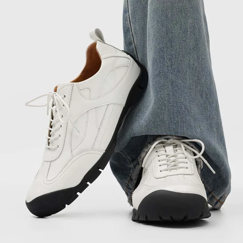 

Simple Retro Patchwork Men Casual Sports Double Line Hand Sewn Lightweight Outdoor Jogging Commuting Hiking Shoes
