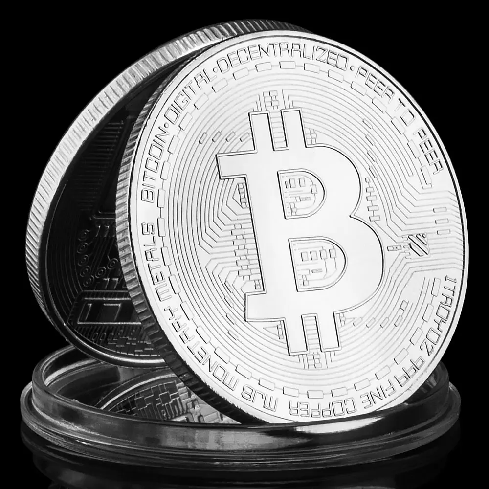 Bitcoin Coin Crypto Coin 1PCS Creative Souvenir Silver Plated Decorations Physical Cryptocurrency Gold Commemorative Coin