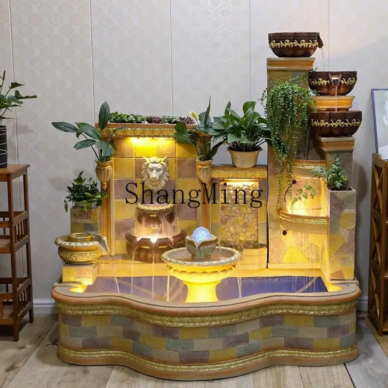 SM new running water fountain living room fish tank decoration indoor lucky balcony fish pond landscape ornament