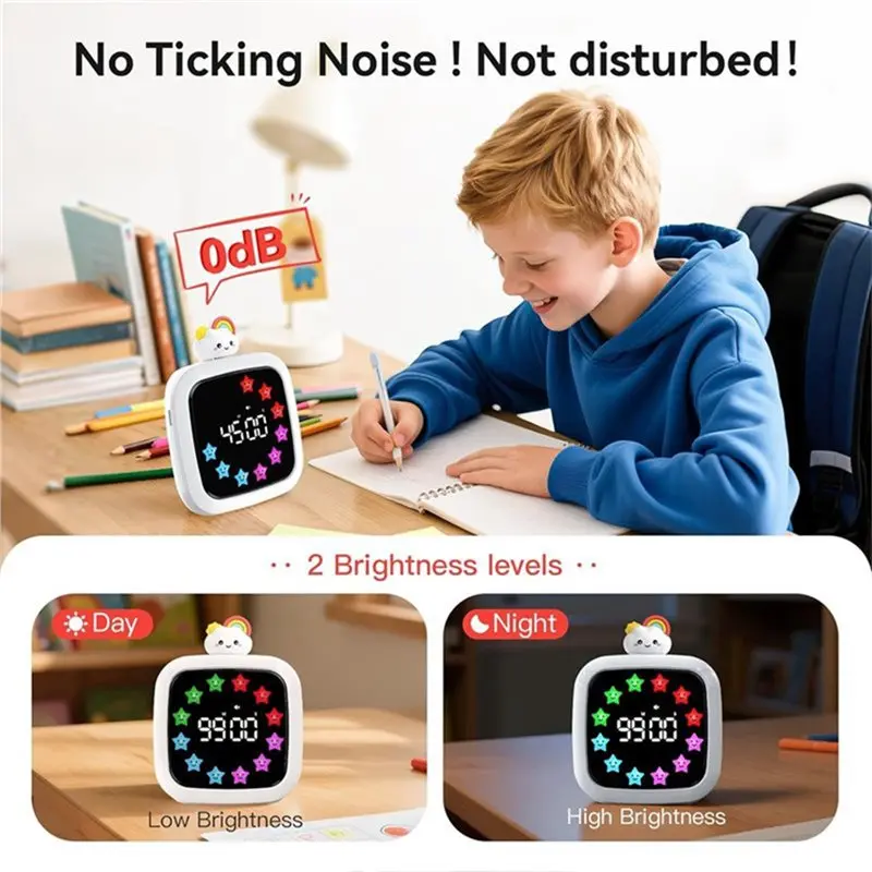 MOPHE-Kids Timer Clock Visual Timer Management Tool For Child Home,School Countdown Function, Quiet Operation, Main Product Imag