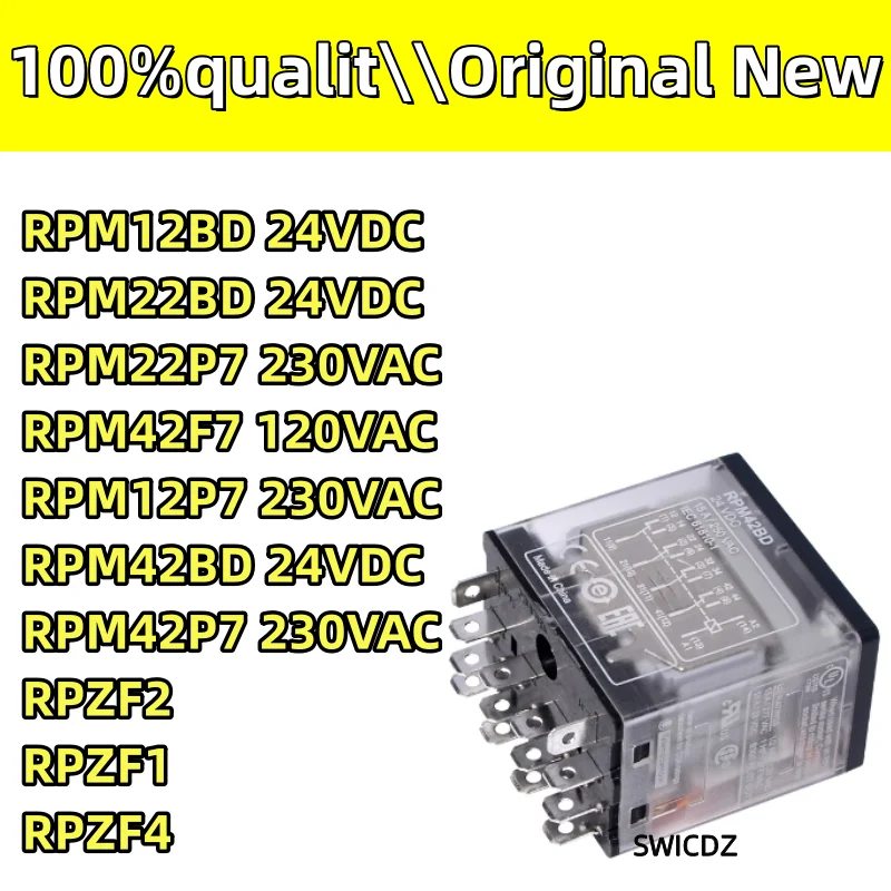 100% NEW original  RPM12BD RPM12P7 RPM22BD RPM22P7 RPM42BD P7 RPZF1 RPZF2 RPZF4 RELAY+LTB+LED 24VDC 230VAC Relay