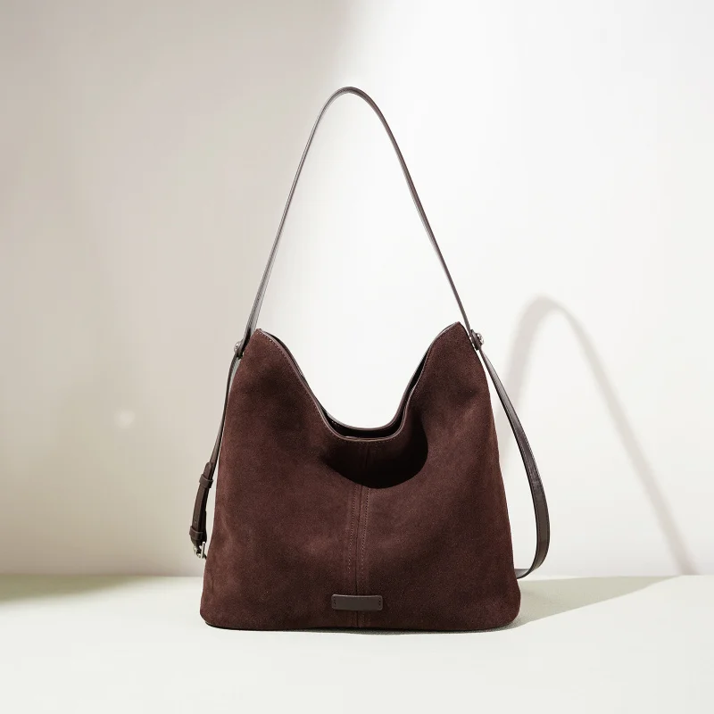 

High-Quality Stitched Top Layer Cowhide Women's Handbag Genuine Leather Matte Underarm Bag Single Shoulder Crossbody Bag