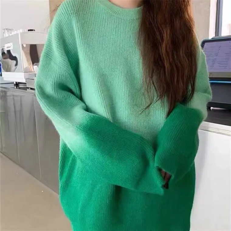 Sweater Woman autumn/winter Gradient O-neck Lantern Sleeve Knitting Fashionable woman's Sweater Dropshipping Sale RZ1297