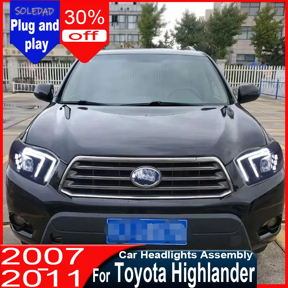 Car headlights For Toyota Highlander 2007 2008-2011 Upgrade New Design Auto LED Projector Lens Dynamic Headlight Accessories