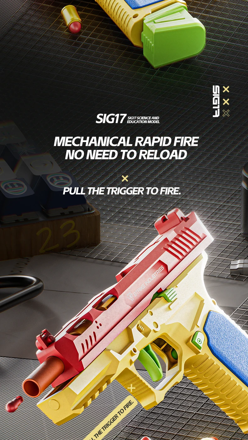 SIG17 Kontinuierlich Feuernde Baustein-Spielzeugpistole mit Hülsenauswurf, Airsoft-Blowback-Pistole mit Leerlauffunktion für Outdoor-CS-Schießspiele – Detail 2