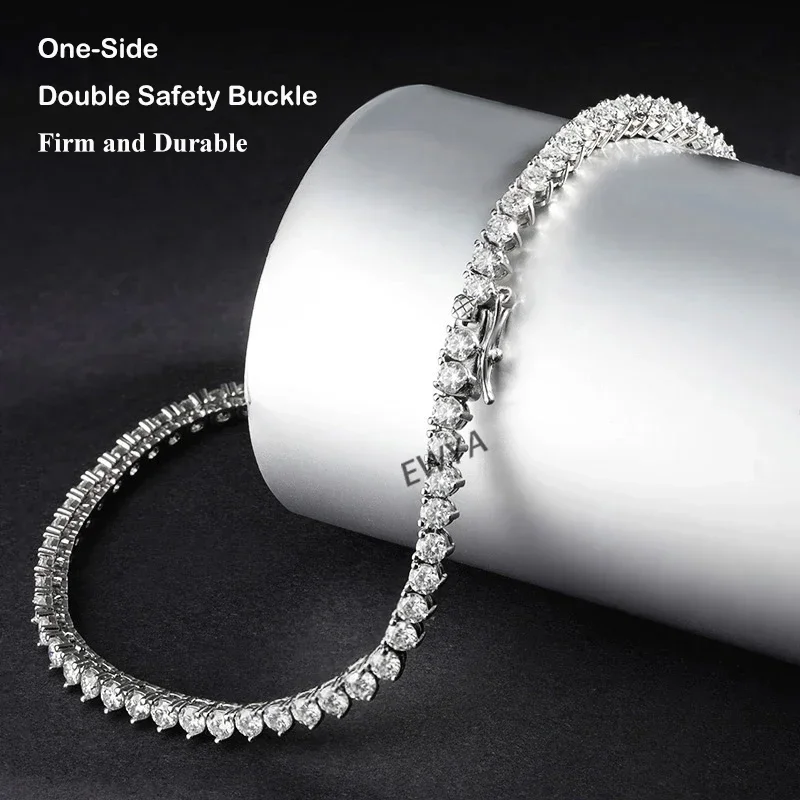 EWYA 3 Claw 0.4CT 4.5mm Gradient Full D Color Moissanite Diamond Tennis Necklace for Women 925 Silver GRA Certified Neck Chain - Image 4
