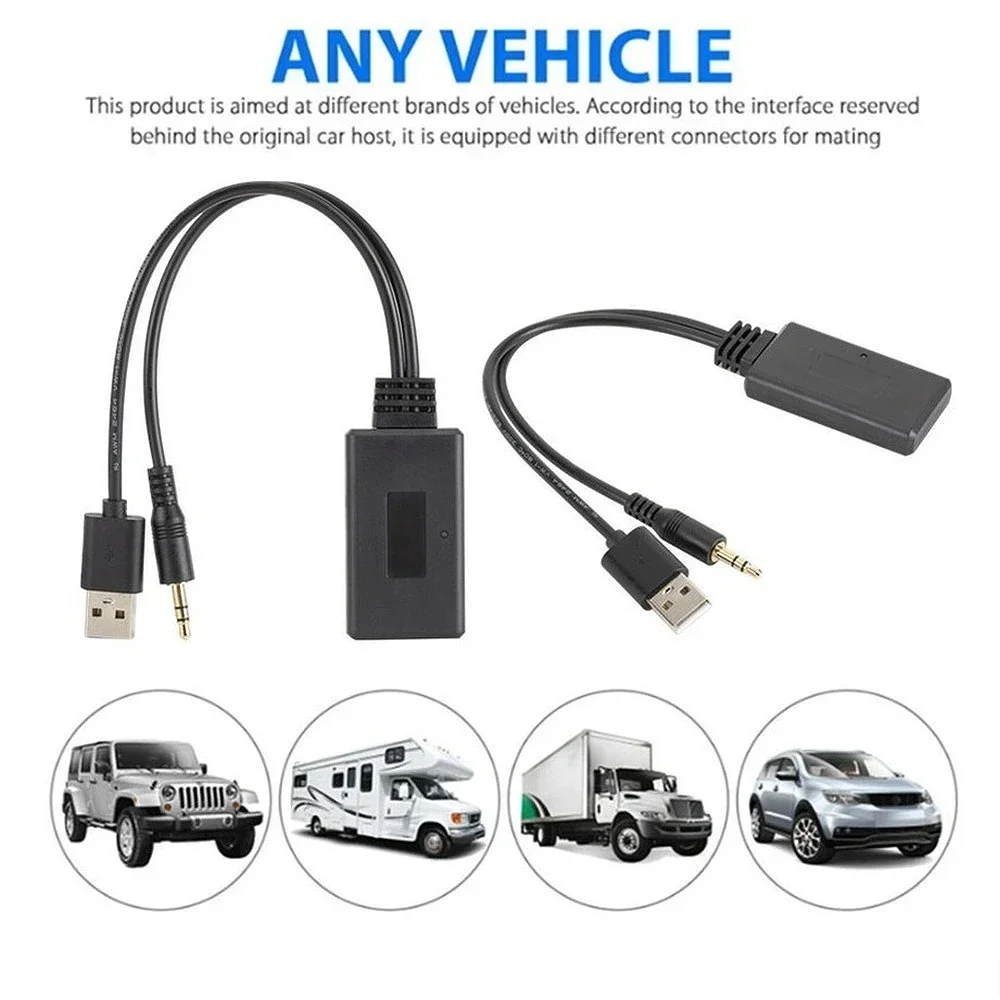 Picture 6: Universal Car Wireless Bluetooth Compatible Receiver USB 3.5Mm Auxiliary Media Bluetooth 5.0 Music Player Audio Cable Adapter