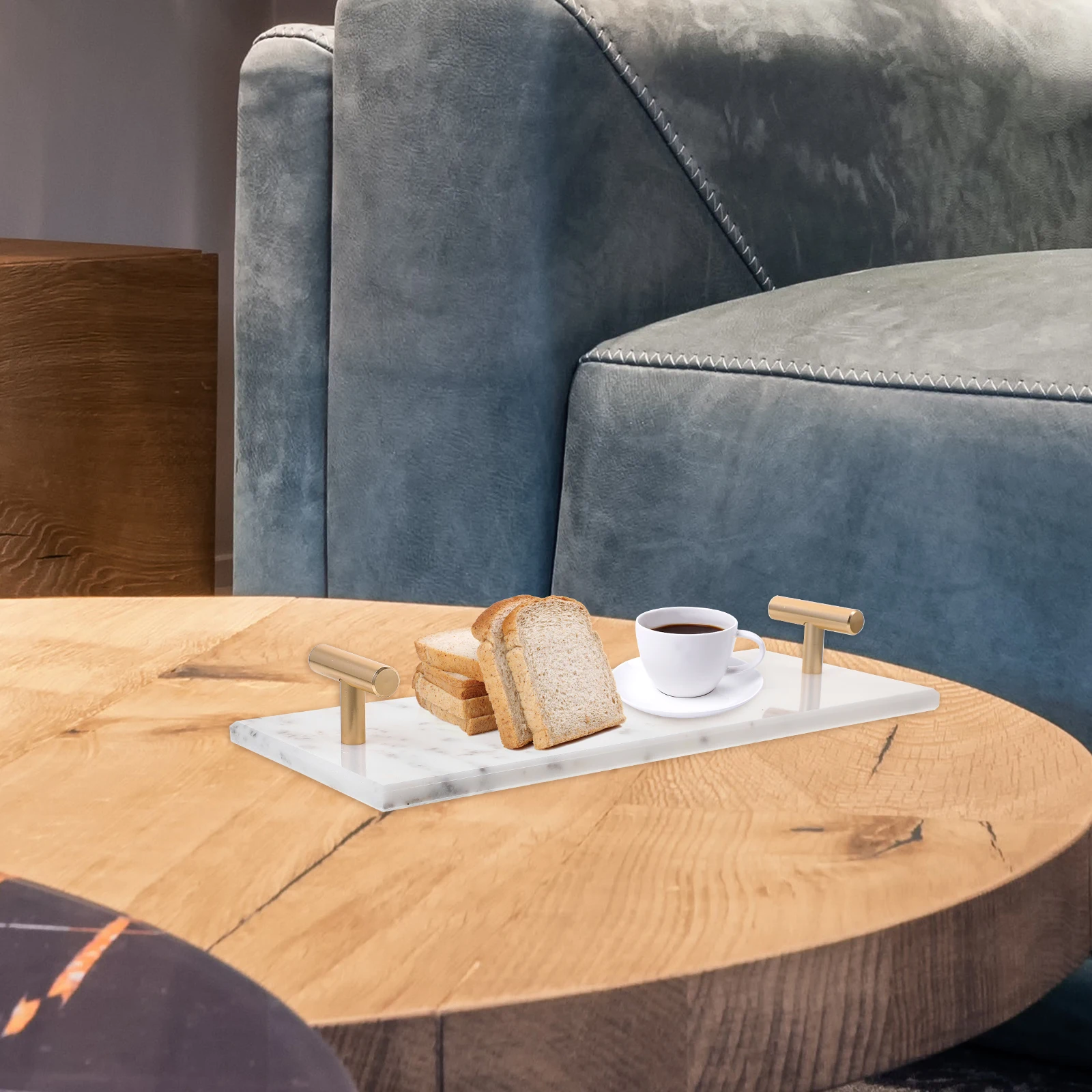 

1pc Dessert Food For Cake Jewelry Tray Coffee Storage Home Use Marble Tray Serving Display Holder Kitchen Organizer