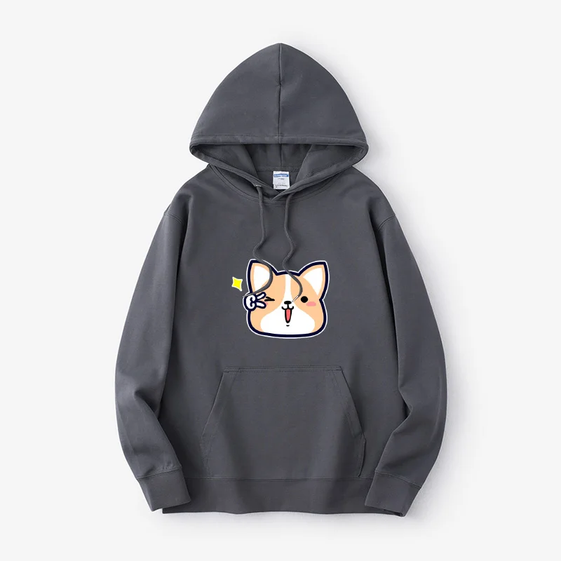 

Cute Q Version Hoodie Sweatirt Oversize Street Sle Cotton Long Sve Printed Casual Top for Women Autumn Dog Theme