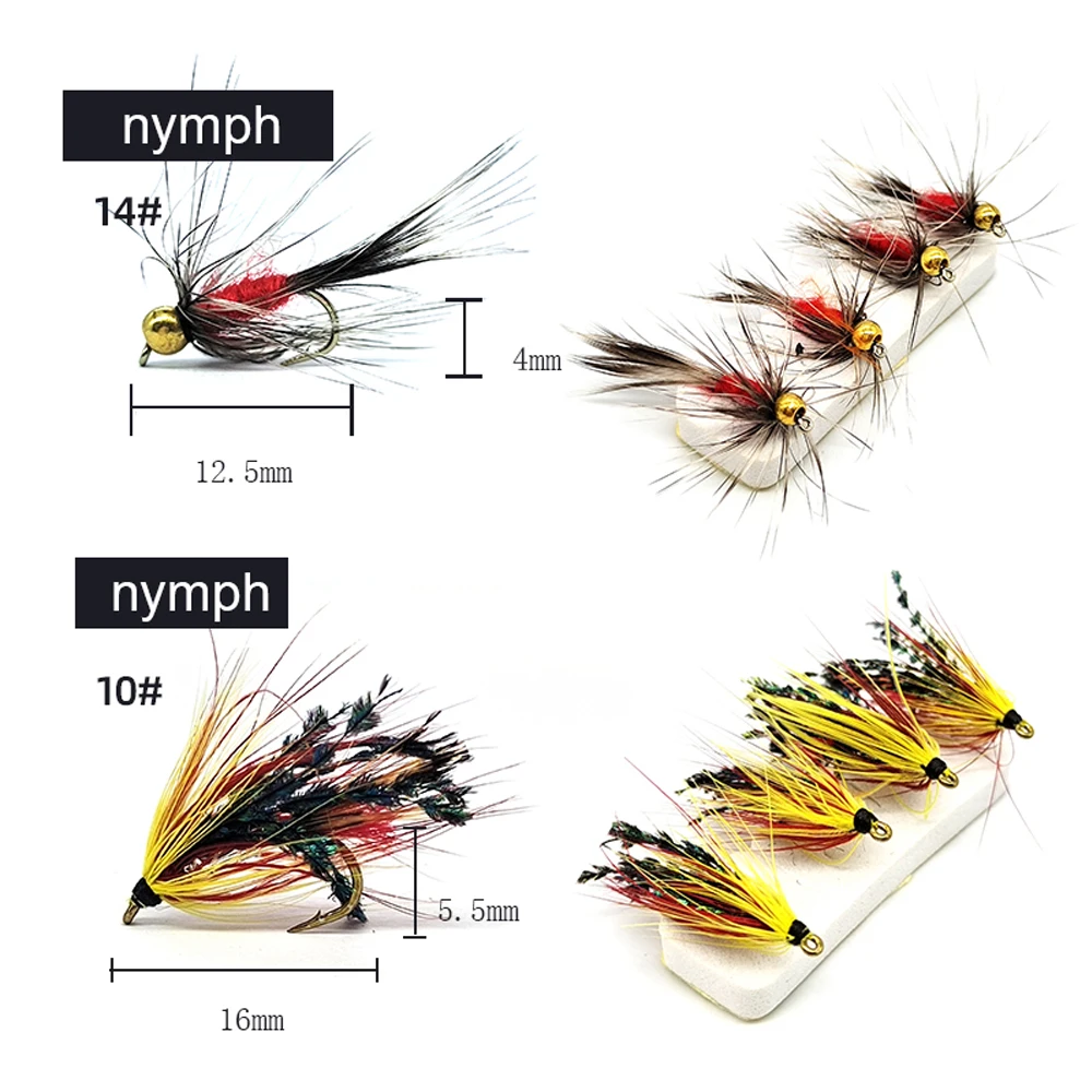 Imagem -06 - Kyleboaker-fly Fishing Flies Kit Fishing Lure Variedade Ninfa Streamer Truta Baixo Salmão Steelhead 64 Pcs