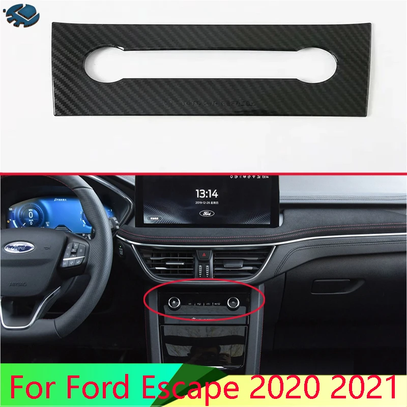 For Ford Escape Kuga 2020 2021 Car Accessories Carbon fiber style Air conditioner switch cover frame