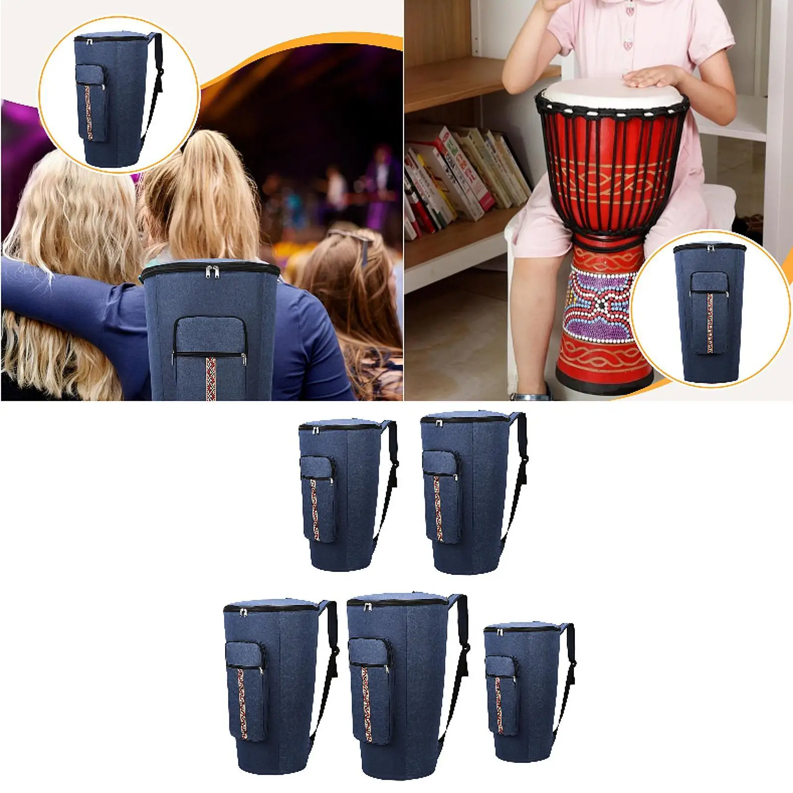 African Drum Gig Bag Bag Shockproof Dustproof Oxford Cloth Musical Instrument Accessory African Drum Carrying Case