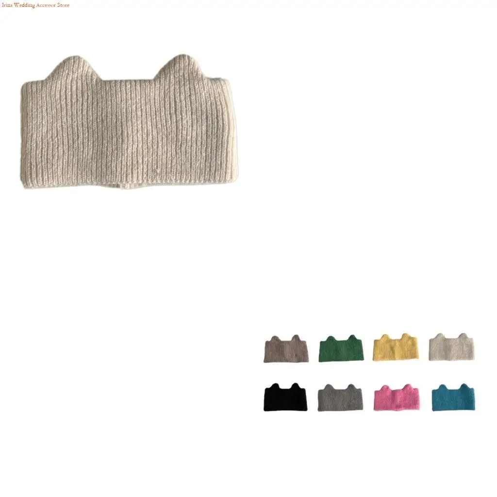G92D Unisex Knitted Kitten Ears Headbands Make Up Elastic Stretch Headband