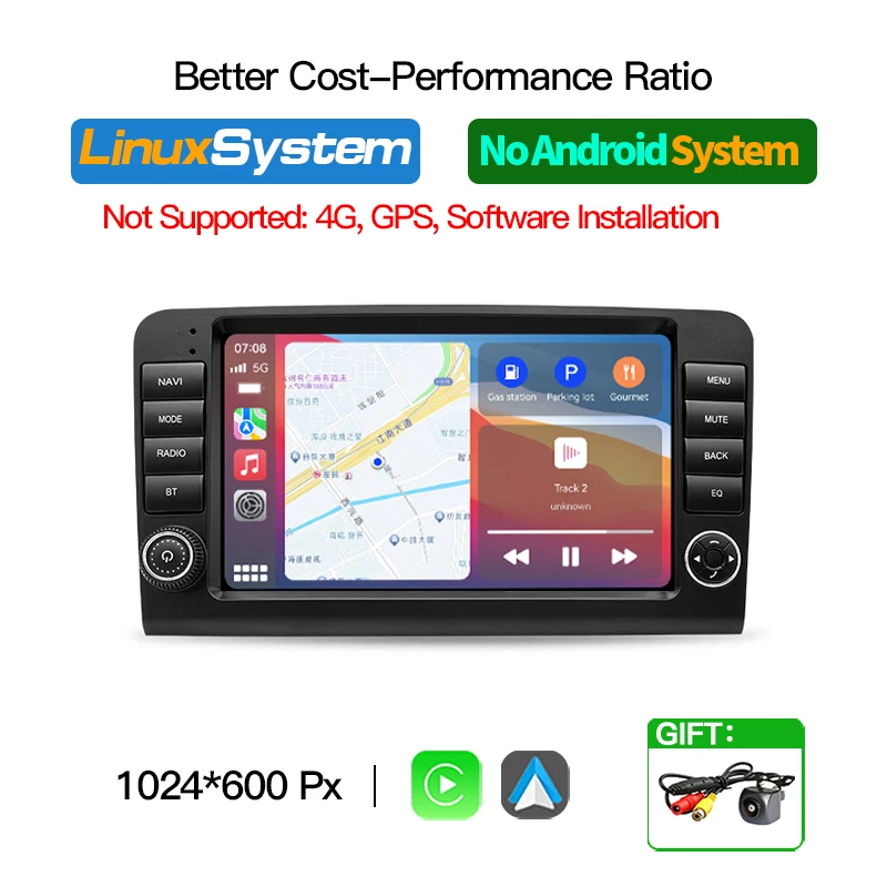 Android 13 Auto Carplay Audio Voor Mercedes Benz ML GL KLASSE W164X164 ML350 Bluetooth GPS Navi Autoradio Video speler Autoradio - afbeelding 1