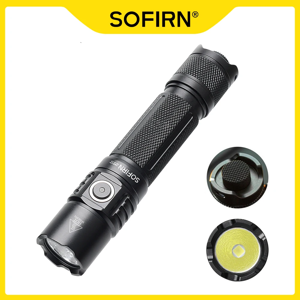 Sofirn SP35T 3800lm Tactical 21700 Flashlight Powerful LED Light USB C Rechargeable Torch with Dual Switch Power Indicator ATR