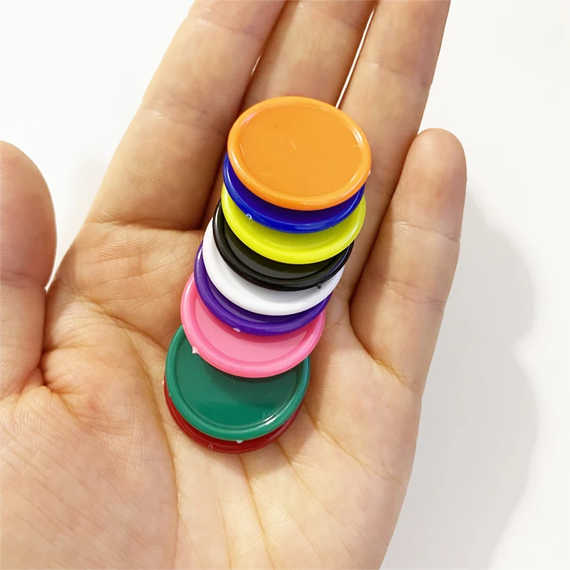 100Pcs 25mm 37mm PS Plastic Chips Markers Token Fun Family Club Board Games for Teaching Mus 9 Colours