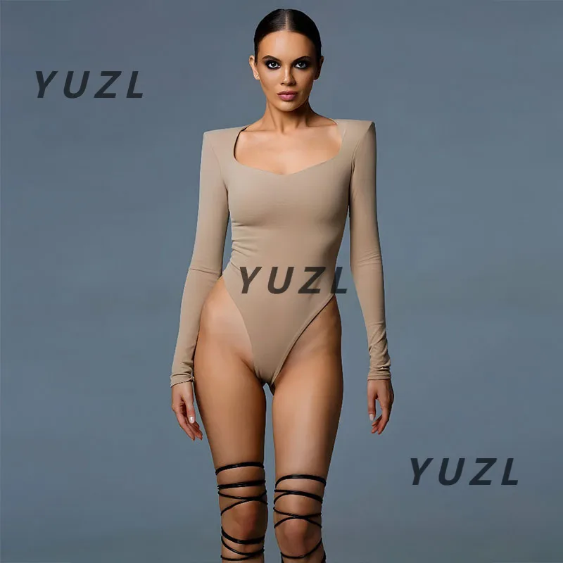 

Independent Station European and American style women's clothing street style long-sleeved square collar tight slim-fitting Spic