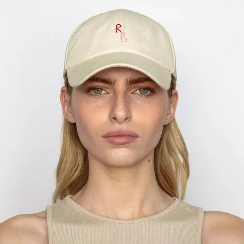 

Super Face Slimming Large Brim Baseball Cap Embroidered RB Magic Tape Couple Casual Cotton Cap for Travel And Youth