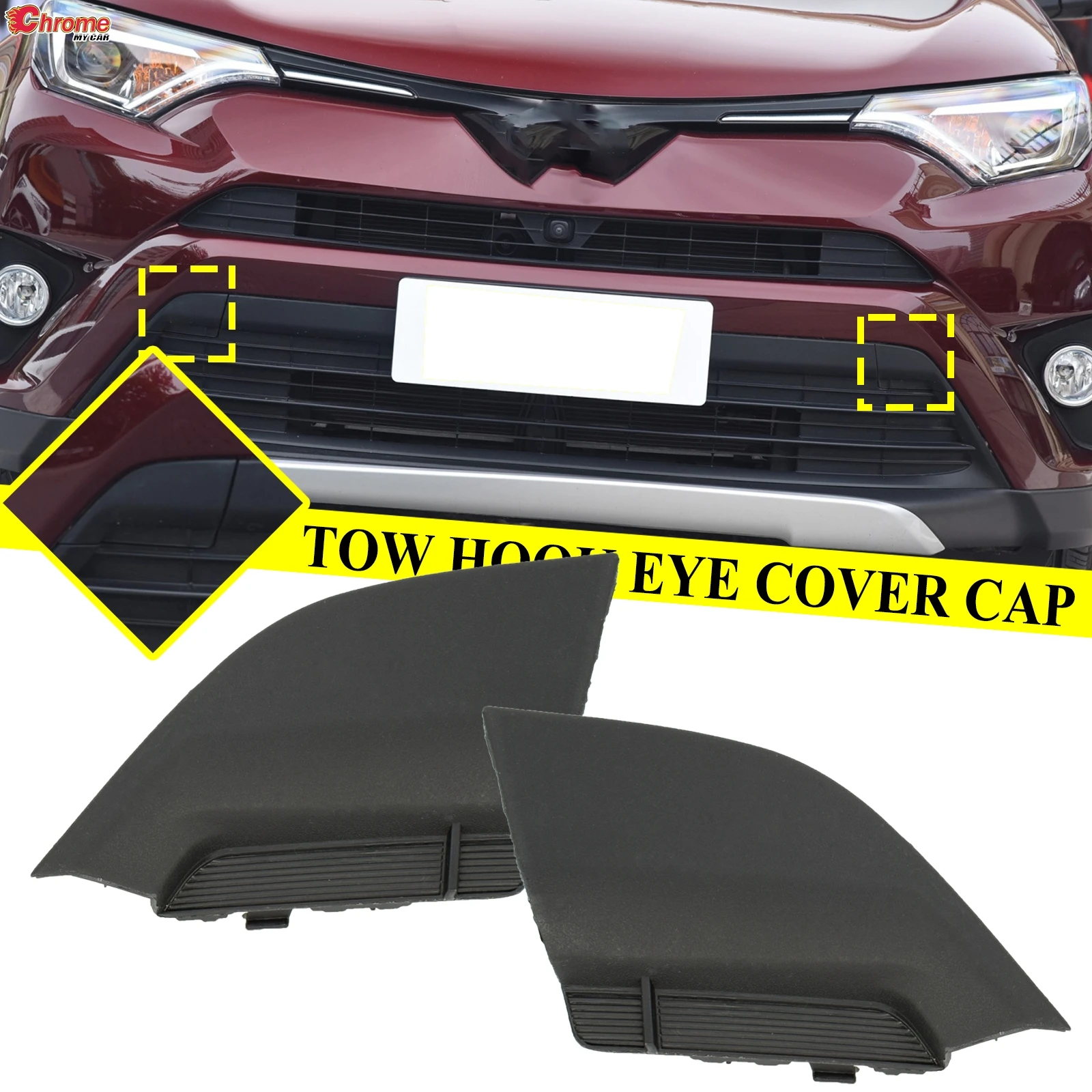 2pcs Front Tow Hook Cover Bumper Towing Trailer Right Left Cap For Toyota RAV4 XA40 2016-2018 EU 532850R080 532860R080 Car Parts