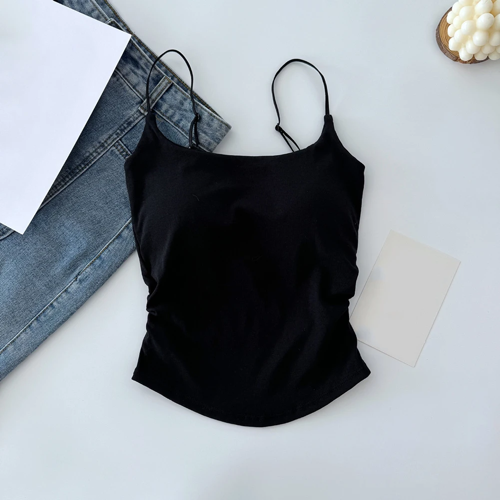 Casual Vests Chest Pad Tops For Daily Use Applicable For Female Full Cup Shape O-neck Neckline For Casual Wear