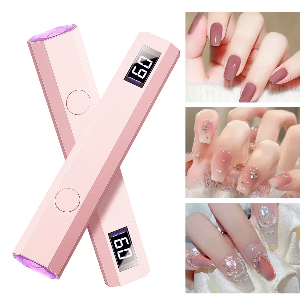 Handheld Nail Dryer Lamp, USB Recarregável, Quick Dry, UV, LED, Curando todos os Gel Polish, Nail Art Tool, Conveniente