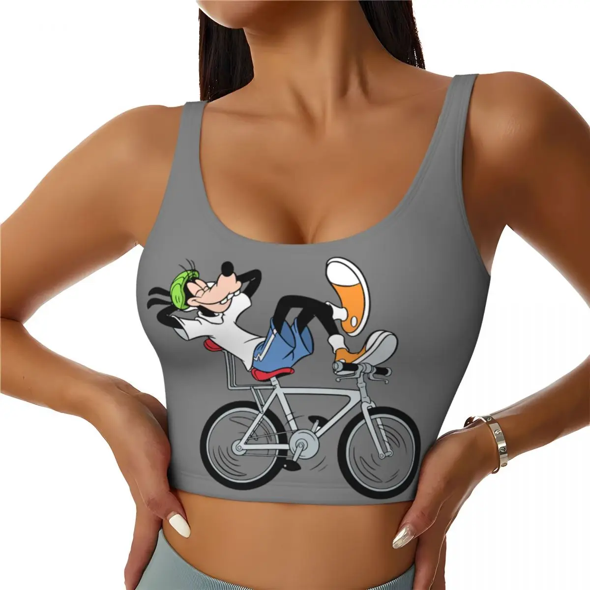 

Custom Goofy Bicycle Sports Bra for Women High Impact Workout Yoga Crop Top