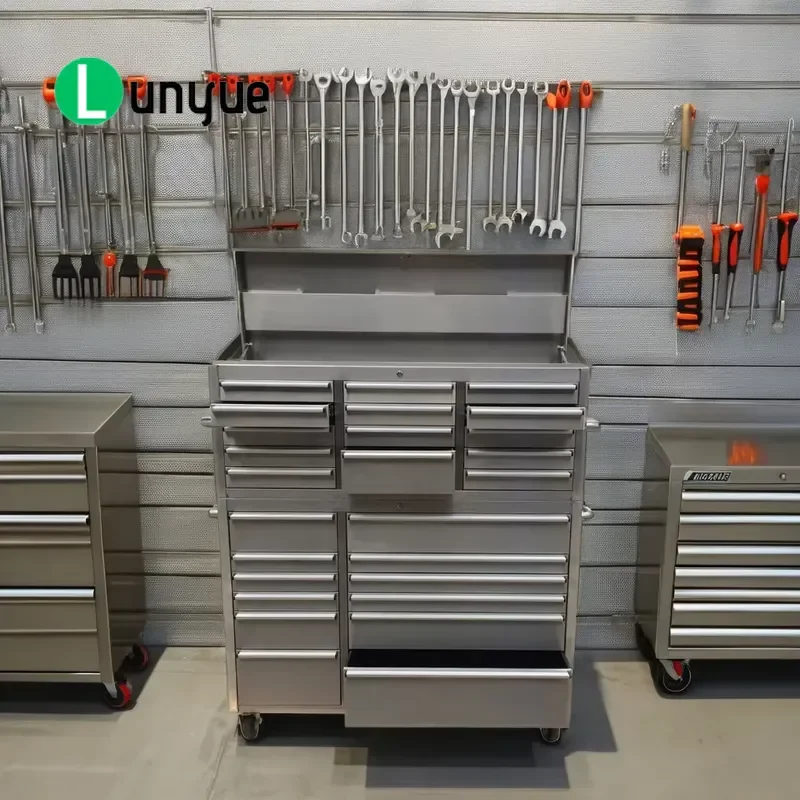 Heavy Duty 54 Series Stainless Steel Tool Cabinet with 26 Drawers Modern Movable Garage Locker Kitchen Storage Furniture