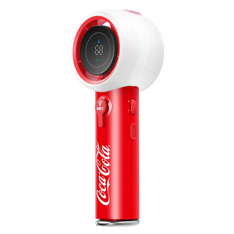 Coca Cola Nieuwe hogesnelheids-sproeiventilator Mini handbediende kleine ventilator 199 snelheden Krachtige wind USB oplaadbare waternevelmistventilator