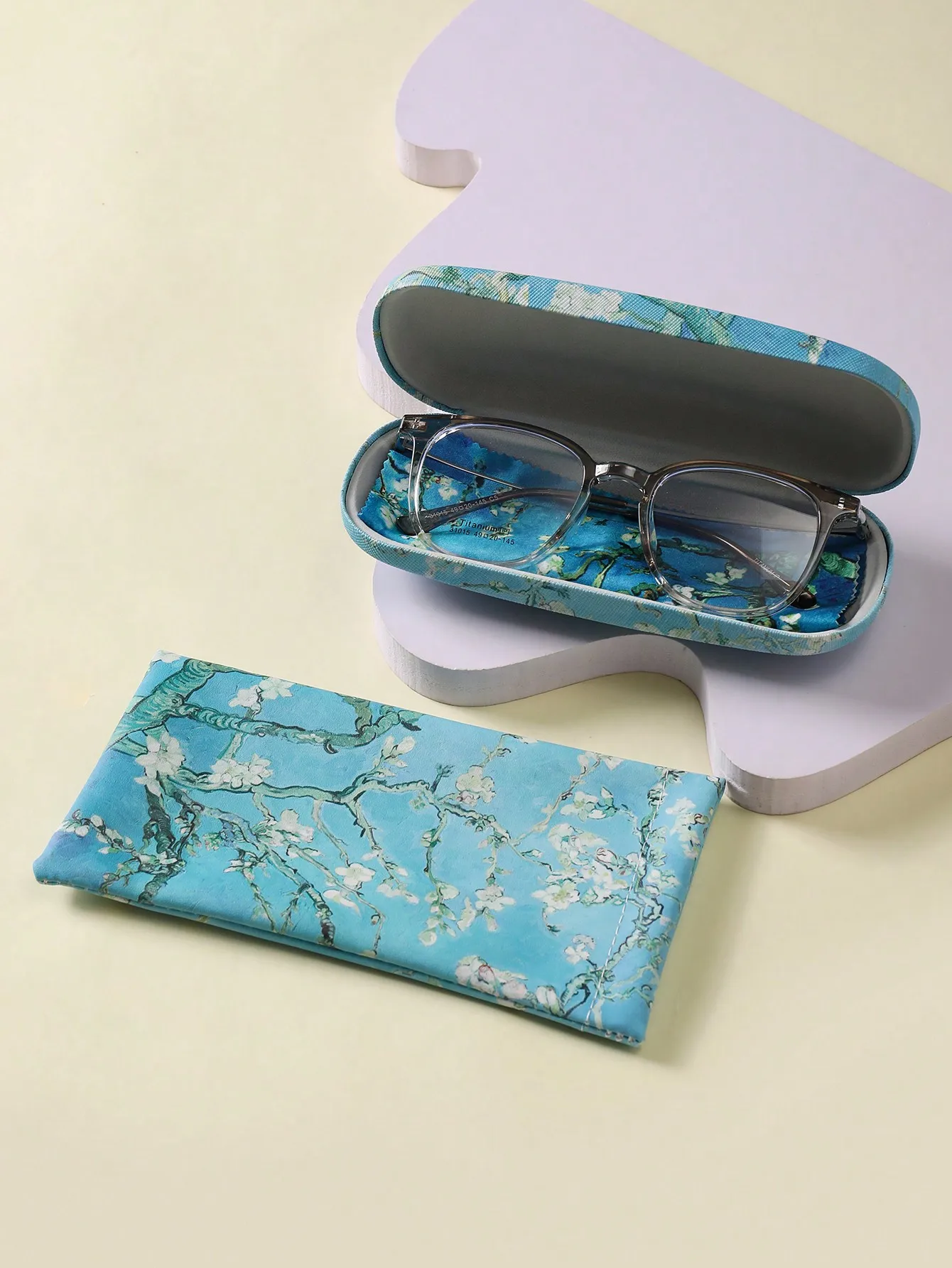 1 قطعة حافظة نظارات ونظارات Pouth Pritednd فنسنت فان جوخ أزهار اللوز الحاضر تنظيف الملابس علبة مشهد خفيفة الوزن #4