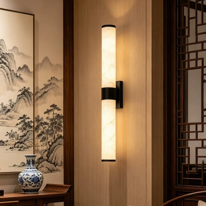 Spanish Designer Wall Lamps Imitation Marble Lampshade LED Wall Sconces Bedroom Bedlight Villa Living Room Cafe Adorn Wall Light
