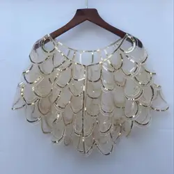 New Fashion Women's Vintage 1920s Shawl Beaded Sequin Bolero Flapper Evening Cape One Button Sequin Cover Up for Wedding Party