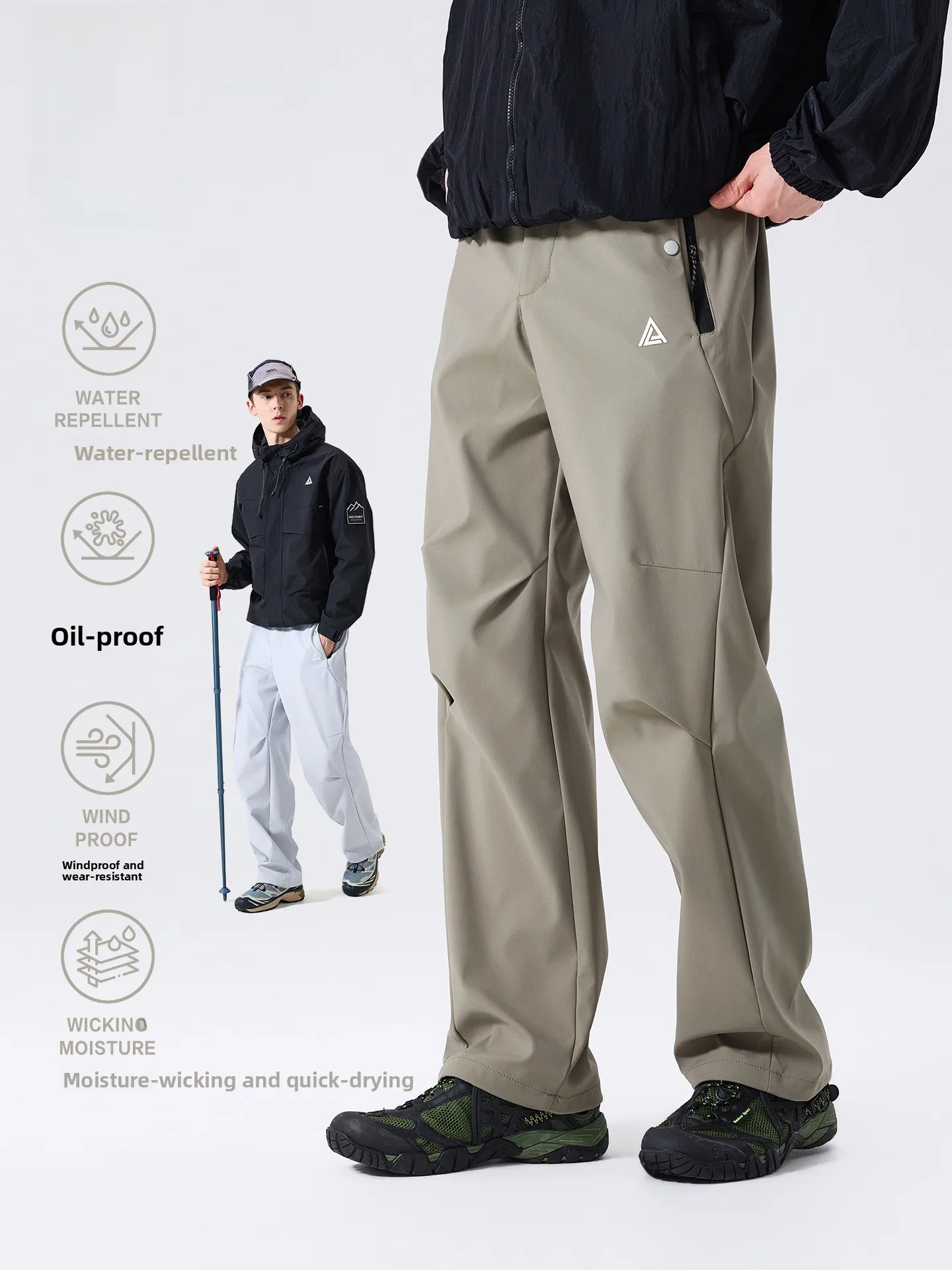LAZY DAY Outdoor Climbing Three-Proof Quick-Dry Jacket Men's Thin Straight Work Pants Autumn Season Zip Design Utility Trousers