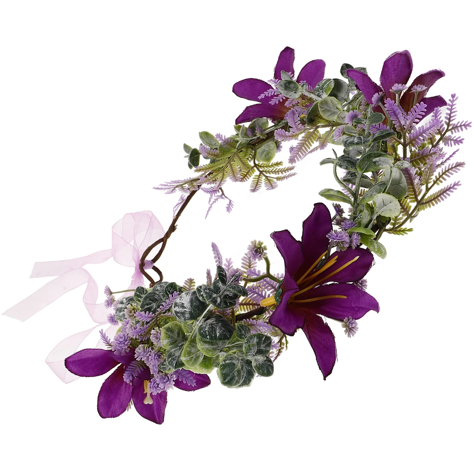 

Floral Crown Fake Flowers Headband Wedding Bride Hair Accessory Flower Girl Floral Headpiece Celebration Hair Wreath