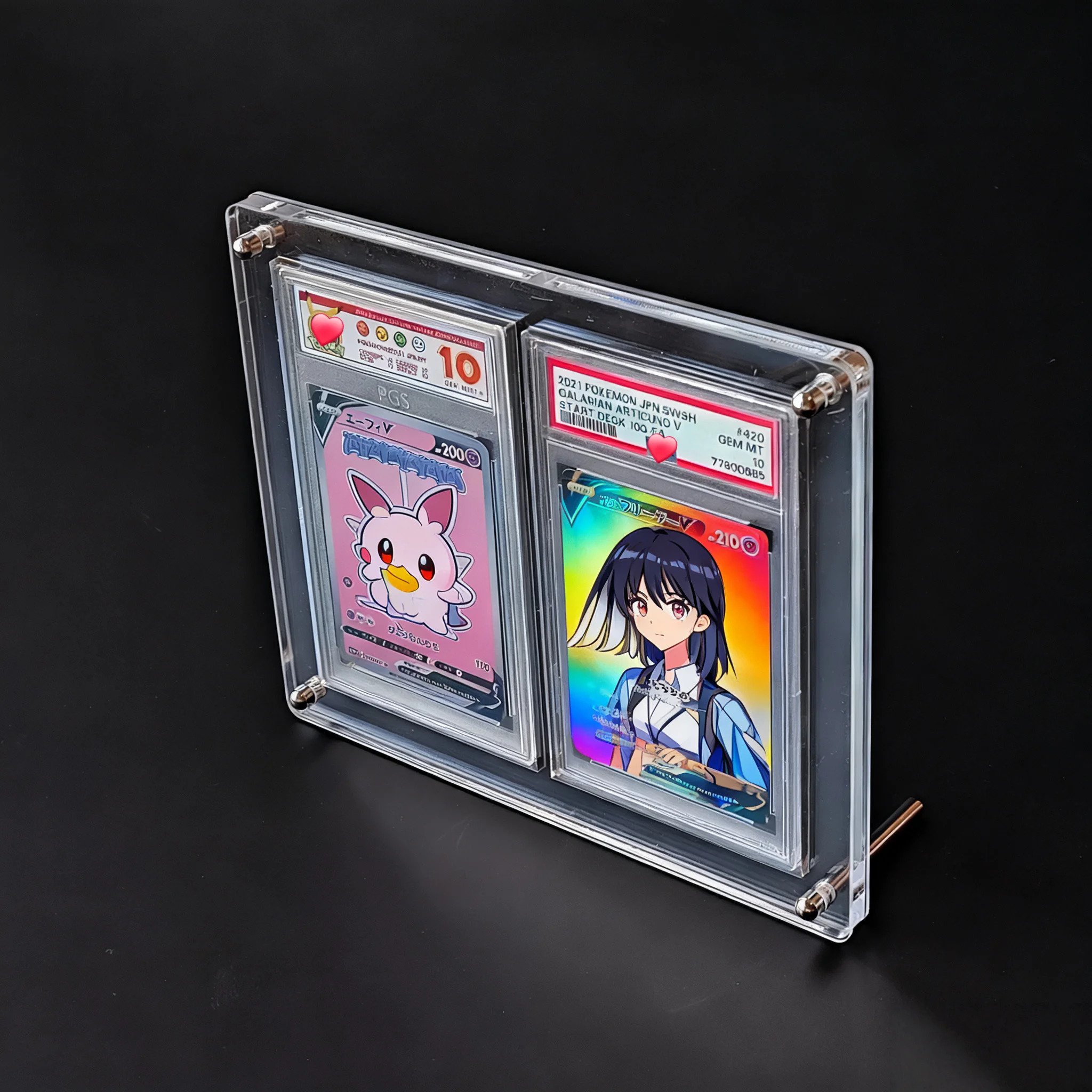 

2-слотовая акриловая подставка для торговых карточек, толщина 35PT, максимальный дисплей для оцененных покемонов, Yu-Gi-Oh, кристально прозрачная витрина, подарок