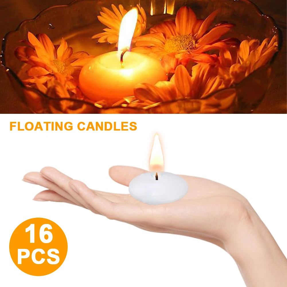 16Pcs Floating Discs Candles DIY Candles Unscented Discs Paraffin Floating Candles Ornament for Pool Party Wedding Decor