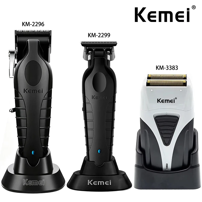 Kemei Professional Hair Clippers Set With Base Rechargeable Men's Razor Shaver Cordless Hair Trimmers KM-2296 KM-2299 KM-3383