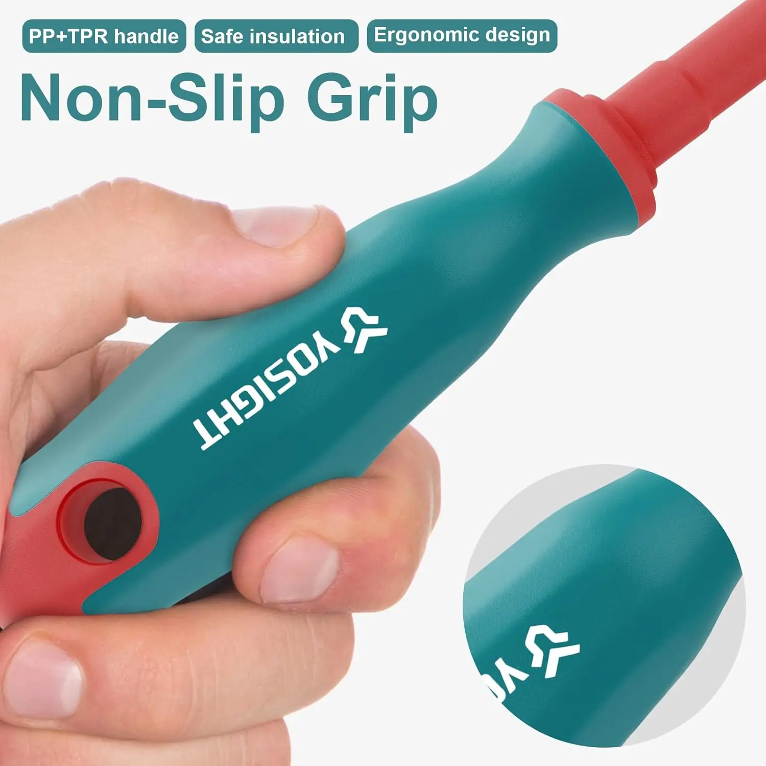 طقم مفكات براغي مكون من 6 قطع طرف مغناطيسي مع منظم - 3 فيليبس و3 مشقوق، أطراف فولاذية CRV، طقم مفك براغي معزول للكهربائي #5