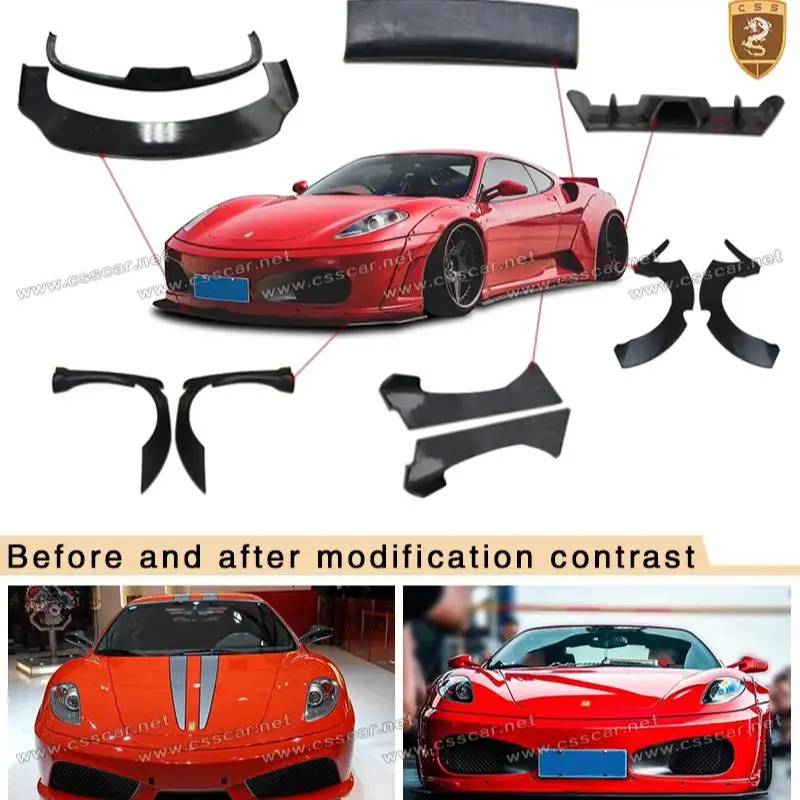 For Ferrari F430 Body Kit Conversion LB Style FRP Front Lip Spoiler Rear Diffuser Wheel Fender Wing Side Skirt Trunk Bodykit