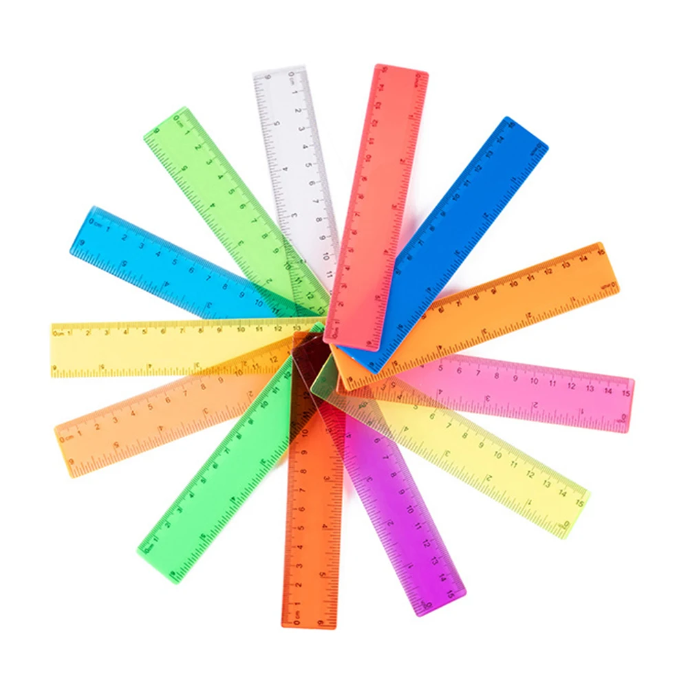 6Pcs set 15cm ruler candy-colored plastic straight ruler