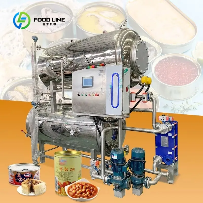 Custom Made  Fully Automatic Double Layer Water Immersion Retort Industrial Food Water Bath Sterilization Autoclave