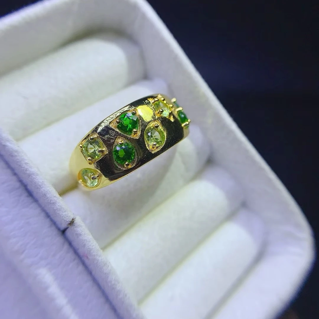 KJJEAXCMY Women's | Natural Colombian Emerald silver Ring, high clarity Gems Full of brilliance dazzling and eye-catching