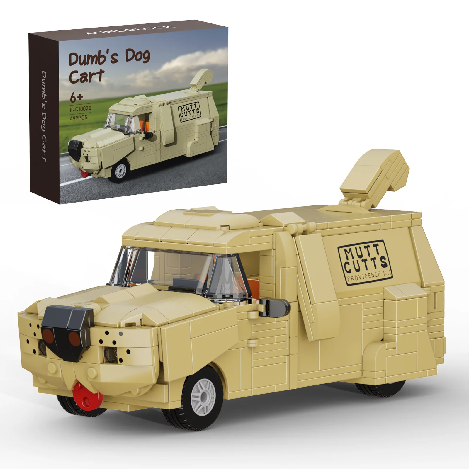 

MOC Town Car Truck Dumb's Dog Cart, набор строительных блоков, тупая и беспокойная модель собачьей тележки, сделай сам, детская игрушка-головоломка, подарок на день рождения, 499 шт.