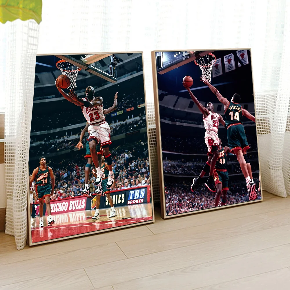 1PC basket Michaell Jordan Poster Paper Print Home soggiorno camera da letto ingresso Bar ristorante Cafe Art Painting Decoration