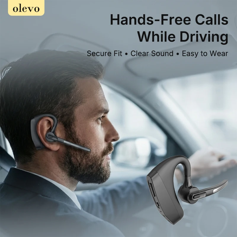 Auriculares inalámbricos para conducir, auriculares empresariales, Bluetooth 5.2, micrófono dual, auriculares con cancelación de ruido