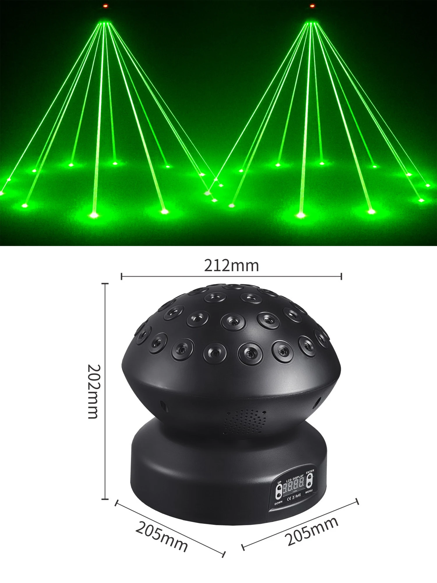 1/2PCS 60W RGB Laser Stage Light 24R+12G+1B Diodes DMX512 Infinite Rotation Sound Activated for DJ Bar Wedding Disco Party KTV