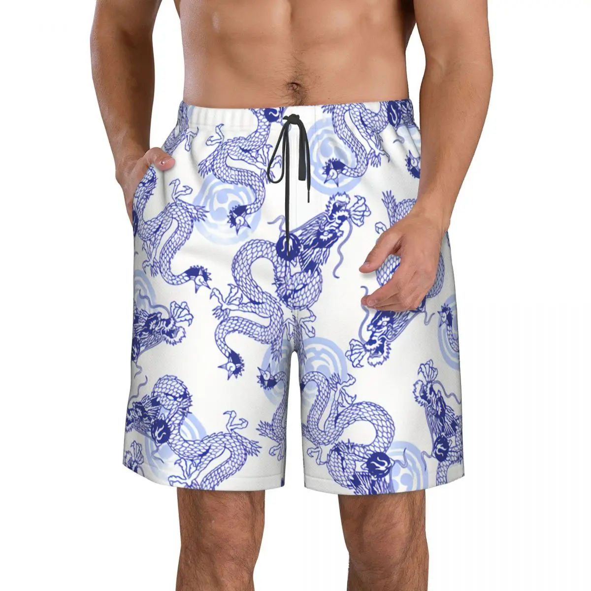 

Men's Swimming Shorts Dragon Pattern Trunks Beach Wear