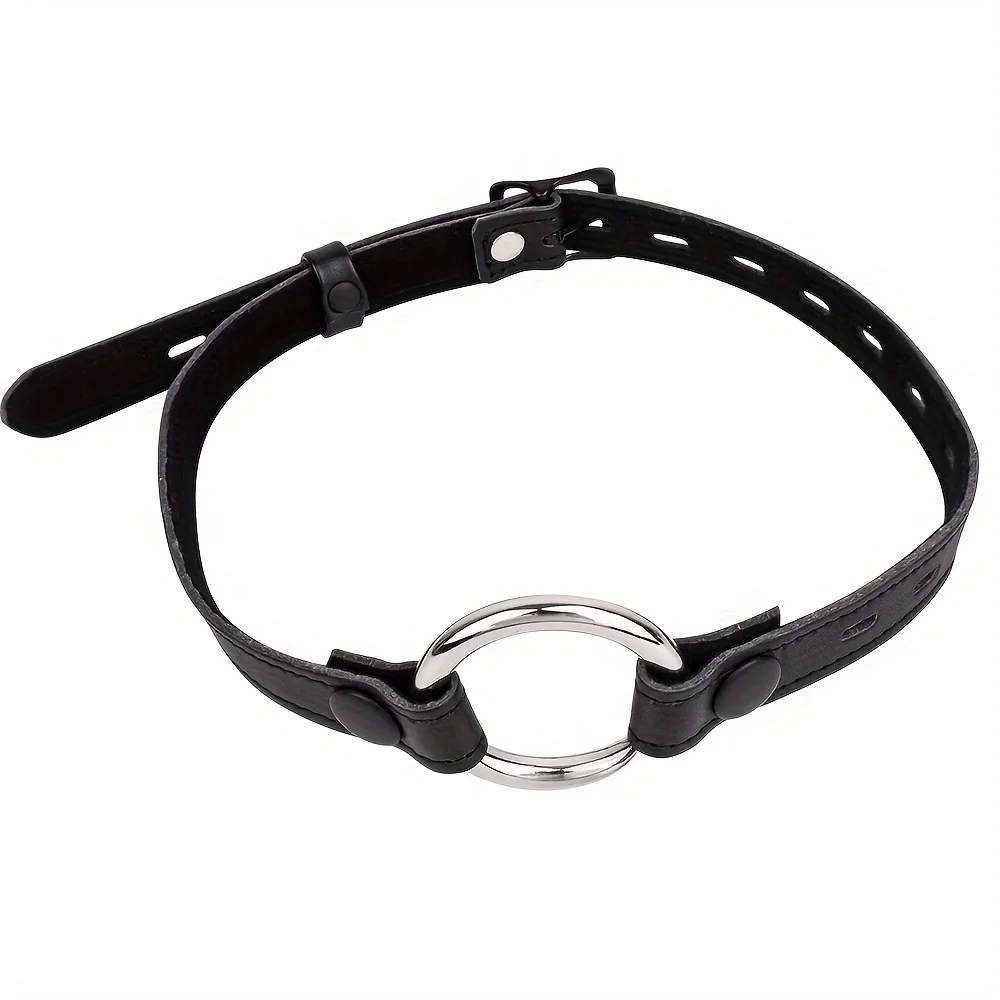 Bouchon de bouche à joint torique en métal avec ceinture en cuir PU pour femme, bouche ouverte forcée, bouchon de bave, jouets de jeu de rôle pour adultes, dermatbdsm