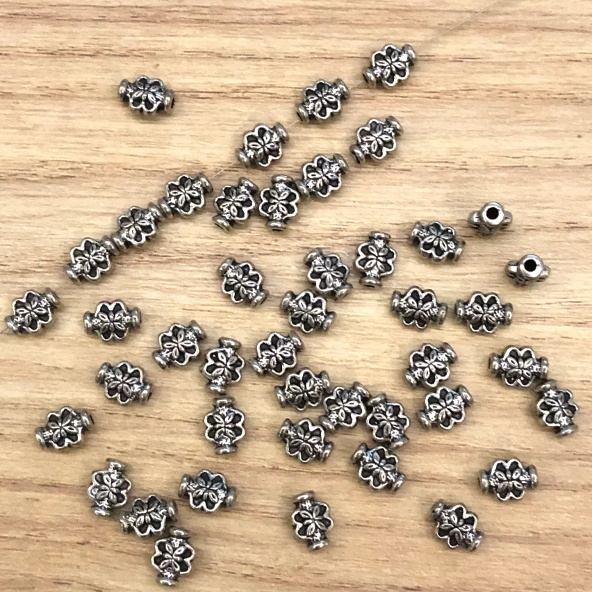 

100pcs 6*8mm, hole 1.5mm Alloy metal tibetan silver vintage spacer bead for jewelry handmade HW2555Y